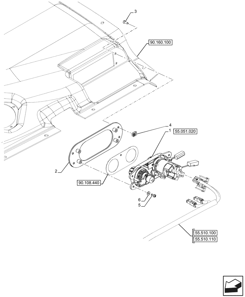 Схема запчастей Case IH FARMALL 110CL - (55.051.010) - VAR - 759031, 759033 - AIR CONDITIONER, W/ ECO CAB, CONTROL PANEL, CAB (55) - ELECTRICAL SYSTEMS