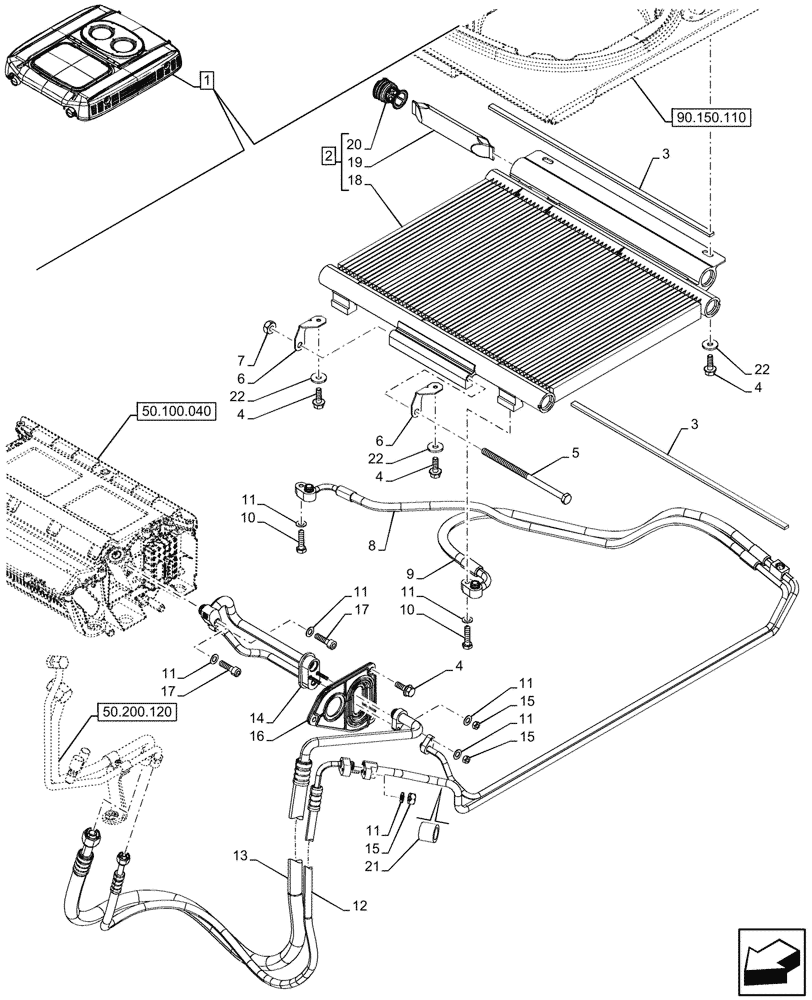 Схема запчастей Case IH FARMALL 110CL - (50.200.080) - VAR - 759033 - AIR CONDITIONING, W/ SUPER ECO CAB, CONDENSER, LINE, CAB (50) - CAB CLIMATE CONTROL