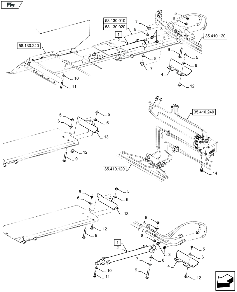 Схема запчастей Case IH 3050-18FT - (35.410.221) - HYDRAULICS FOR ADJUSTABLE FLOOR - CYLINDERS - D078 (35) - HYDRAULIC SYSTEMS