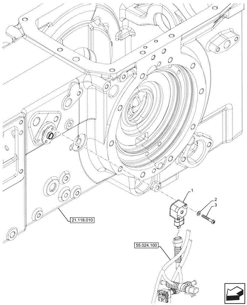 Схема запчастей Case IH FARMALL 110CL - (55.513.040) - VAR - 330273 - TRANSMISSION CONTROL, LEVER, POTENTIOMETER, HI-LO (55) - ELECTRICAL SYSTEMS