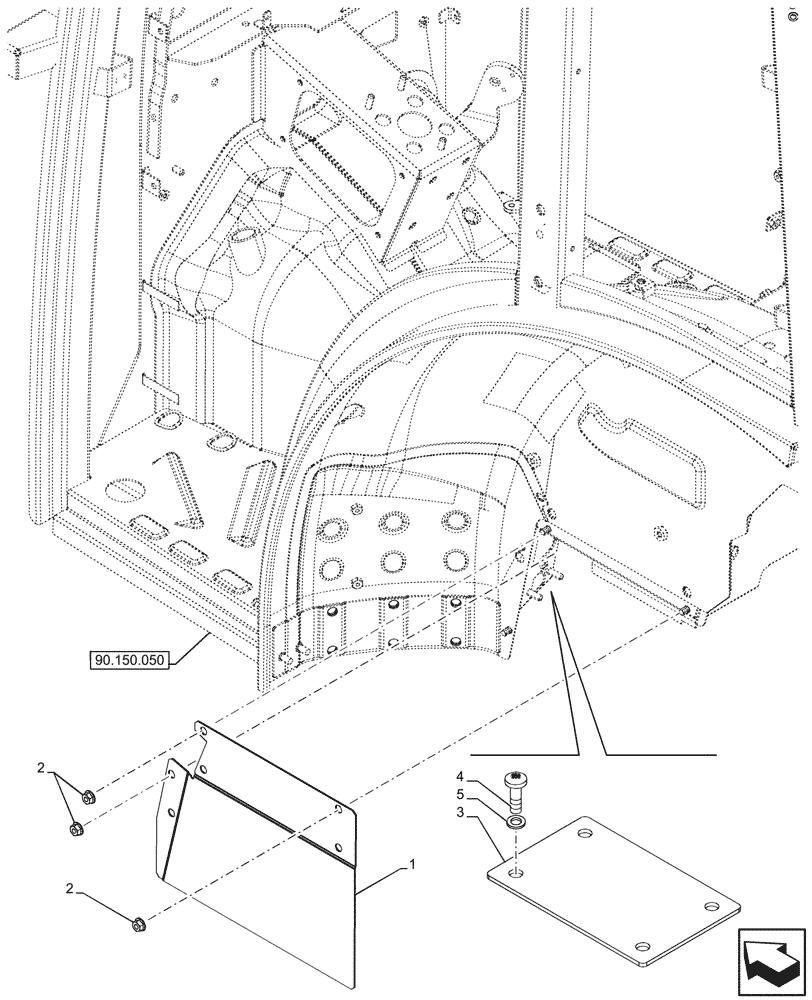 Схема запчастей Case IH FARMALL 110CL - (90.116.130) - VAR - 330273, 743509 - REAR FENDER, GUARD, CAB (90) - PLATFORM, CAB, BODYWORK AND DECALS