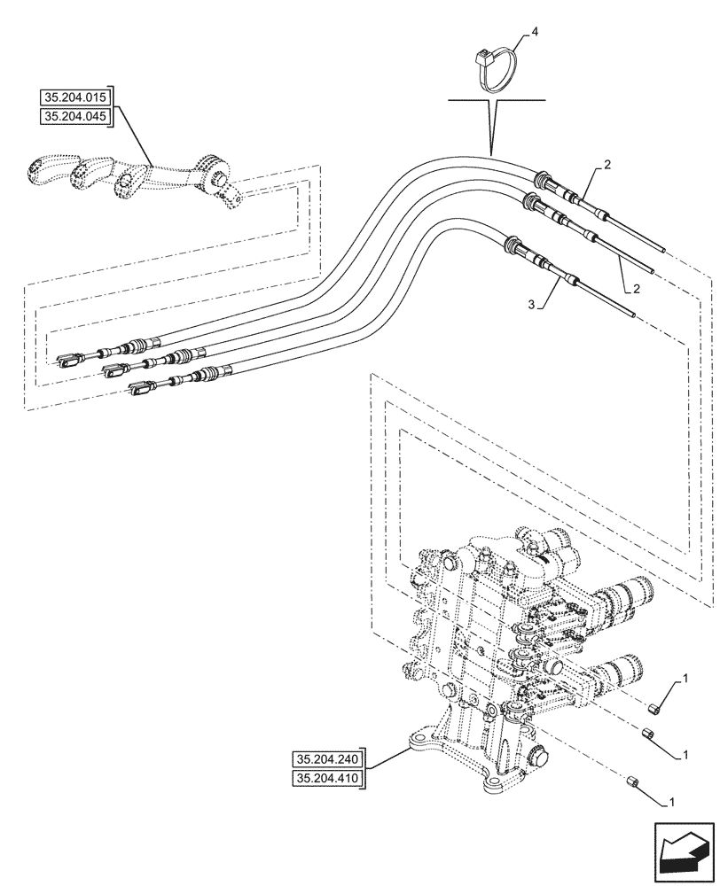 Схема запчастей Case IH FARMALL 90CL - (35.204.400) - VAR - 759023, 759024 - 3 REMOTE CONTROL VALVES, CONTROL LEVER, W/O CAB (35) - HYDRAULIC SYSTEMS