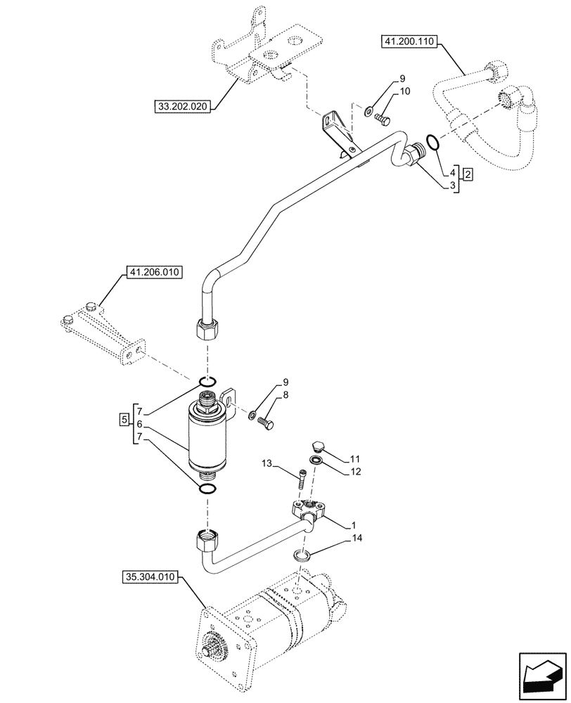 Схема запчастей Case IH FARMALL 100CL - (41.206.040) - VAR - 743500 - POWER STEERING PUMP, LINES, VISCOUS JOINT FAN, 80L/MIN, CAB (41) - STEERING