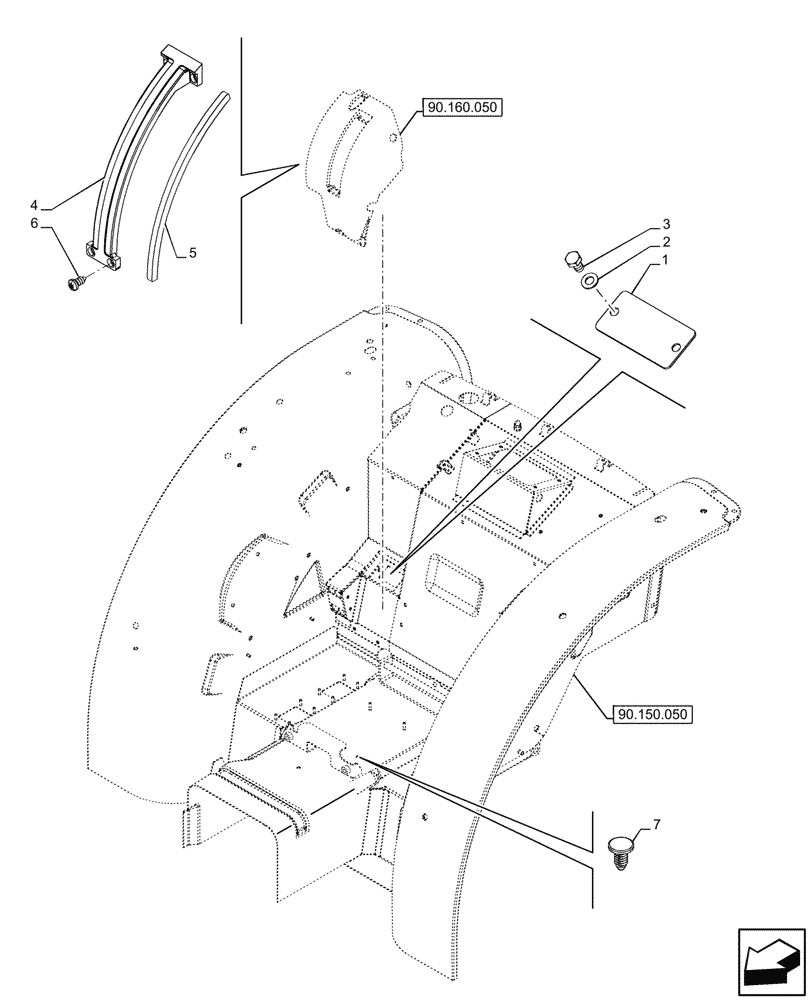 Схема запчастей Case IH FARMALL 110CL - (90.160.270) - VAR - 759022, 759023, 759024 - TRIM, PLUGS, CAB (90) - PLATFORM, CAB, BODYWORK AND DECALS
