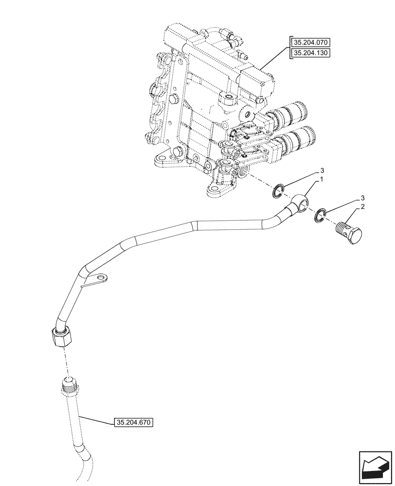 Схема запчастей Case IH FARMALL 90CL - (35.204.180) - VAR - 759022 - 2 REMOTE VALVES, LINES (35) - HYDRAULIC SYSTEMS