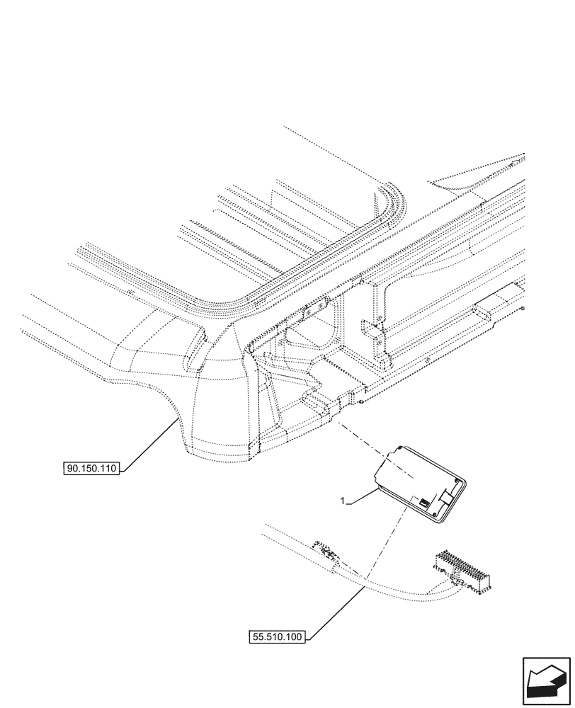 Схема запчастей Case IH FARMALL 110CL - (55.785.010) - VAR - 759033 - ROOF, MONITOR, CAB (55) - ELECTRICAL SYSTEMS