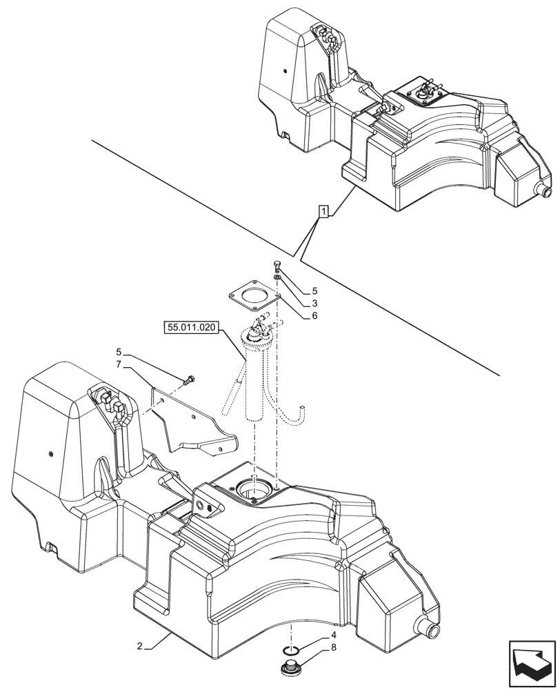 Схема запчастей Case IH FARMALL 110CL - (10.216.050) - VAR - 759004 - EXTRA FUEL TANK (10) - ENGINE