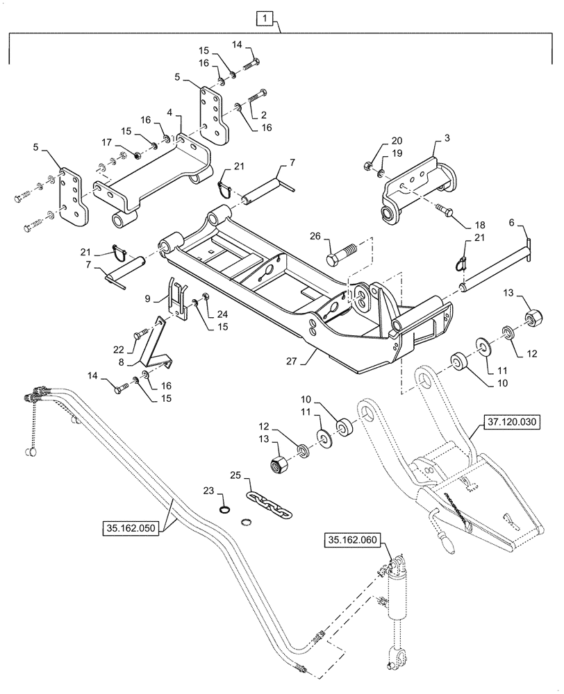 Схема запчастей Case IH BMX172H - (39.100.090) - VAR - 439055006 - SUBFRAME MOUNTING PARTS (39) - FRAMES AND BALLASTING
