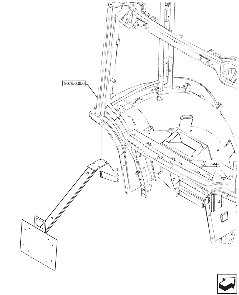 Схема запчастей Case IH FARMALL 100CL - (88.100.060) - LICENCE PLATE HOLDER, CAB (88) - ACCESSORIES