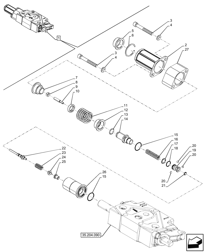 Схема запчастей Case IH FARMALL 90CL - (35.204.100) - VAR - 759022, 759023, 759024 - 2 REMOTE CONTROL VALVES, COMPONENTS (35) - HYDRAULIC SYSTEMS