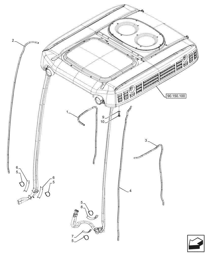 Схема запчастей Case IH FARMALL 110CL - (50.200.090) - VAR - 759033 - AIR CONDITIONING, W/ SUPER ECO CAB, DRAIN LINE, CAB (50) - CAB CLIMATE CONTROL