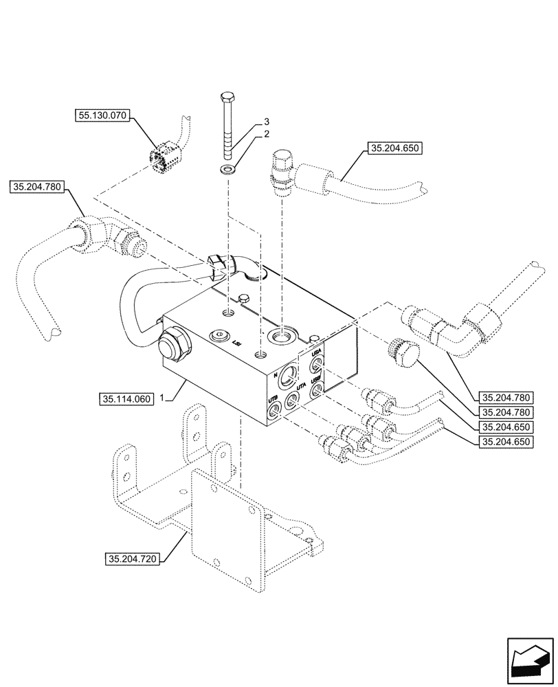 Схема запчастей Case IH FARMALL 90CL - (35.114.070) - VAR - 743536 - 3 POINT HITCH, CONTROL VALVE (35) - HYDRAULIC SYSTEMS