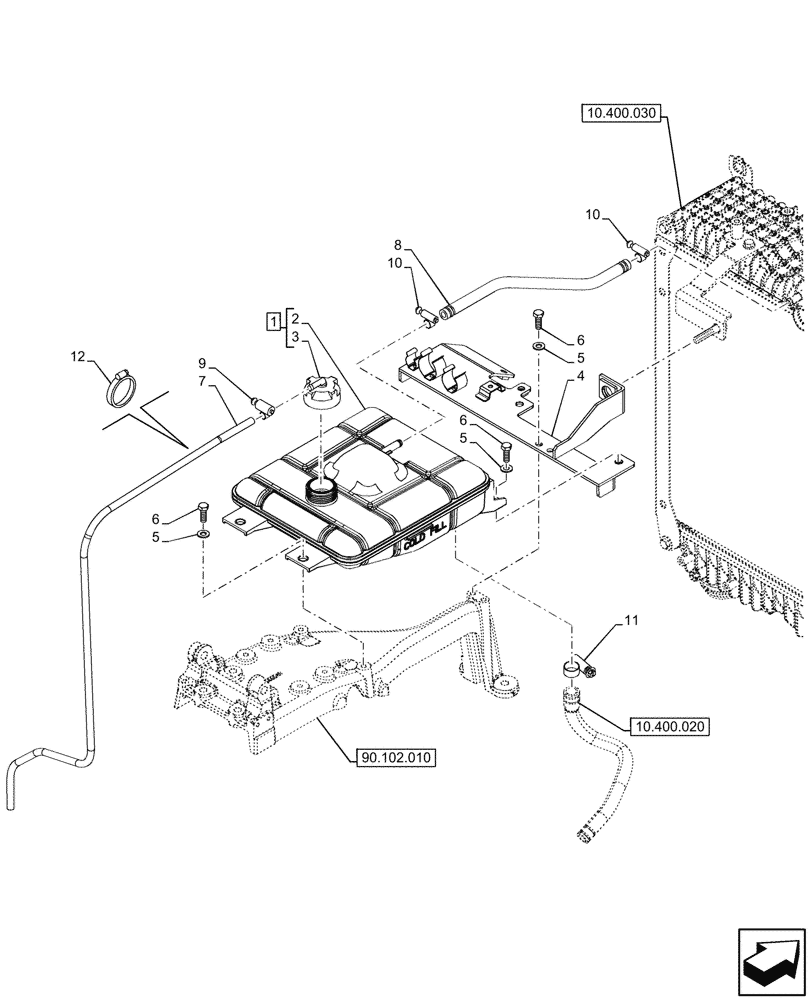 Схема запчастей Case IH FARMALL 110CL - (10.400.010) - VAR - 759324, 759325 - EXPANSION TANK (10) - ENGINE