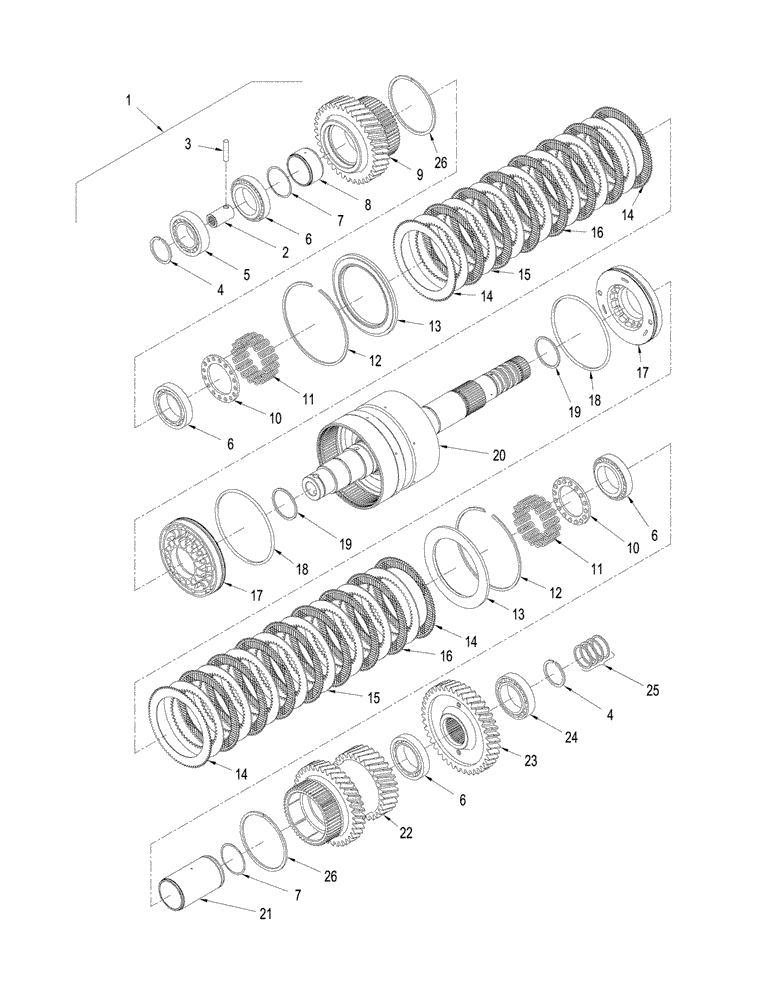 Схема запчастей Case IH STEIGER 430 - (06-54) - POWER SHIFT TRANSMISSION - SECOND SHAFT ASSEMBLY (06) - POWER TRAIN