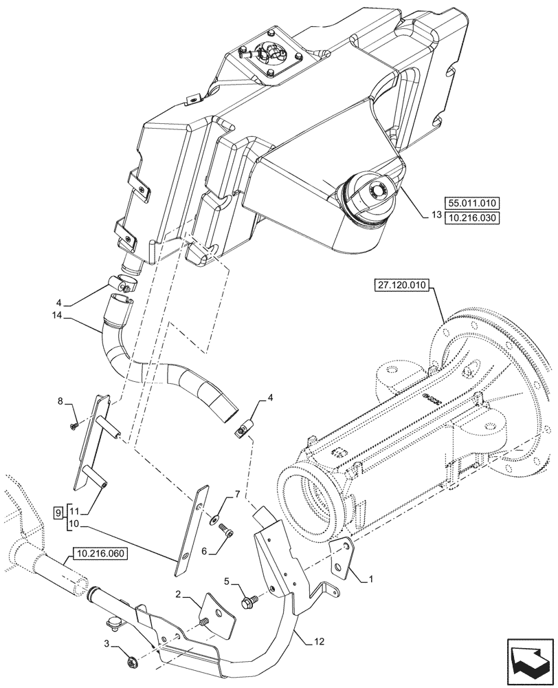 Схема запчастей Case IH FARMALL 90CL - (10.216.010) - VAR - 759004 - FUEL TANK (10) - ENGINE