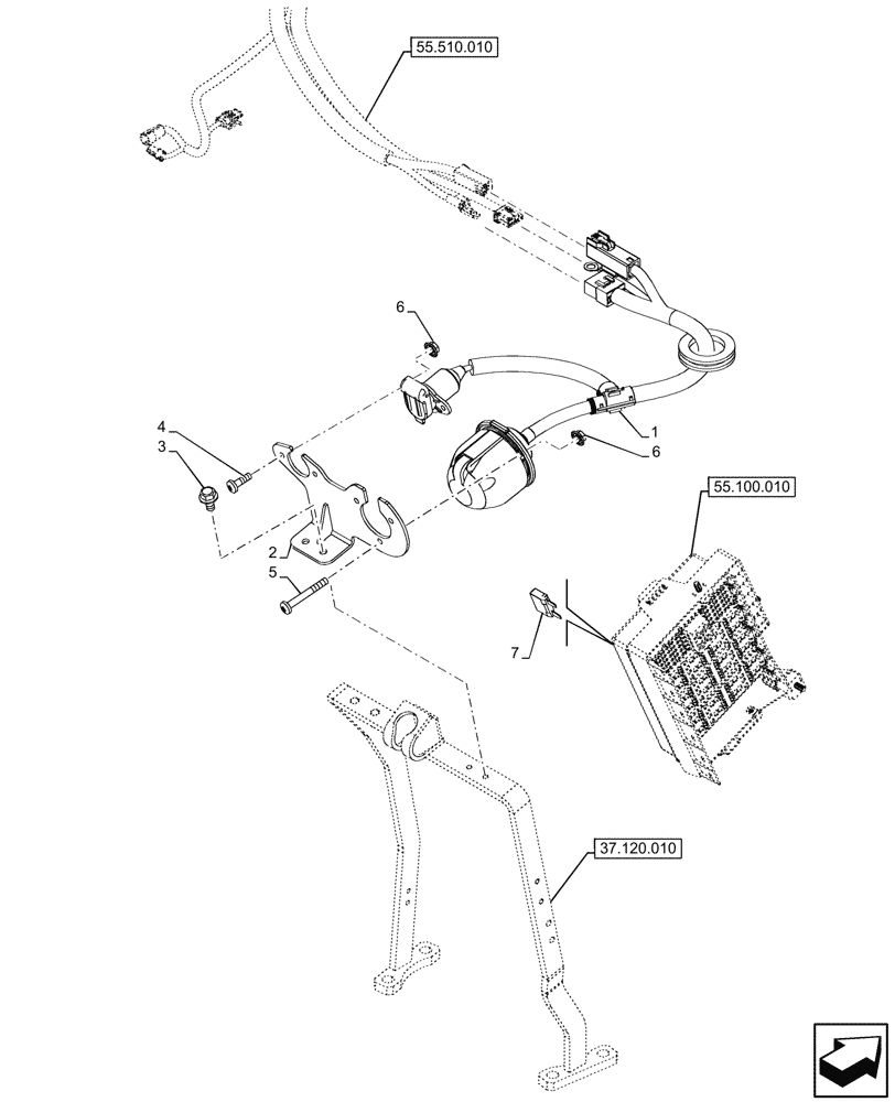 Схема запчастей Case IH FARMALL 110CL - (55.510.050) - POWER SOCKET, REAR, CAB (55) - ELECTRICAL SYSTEMS