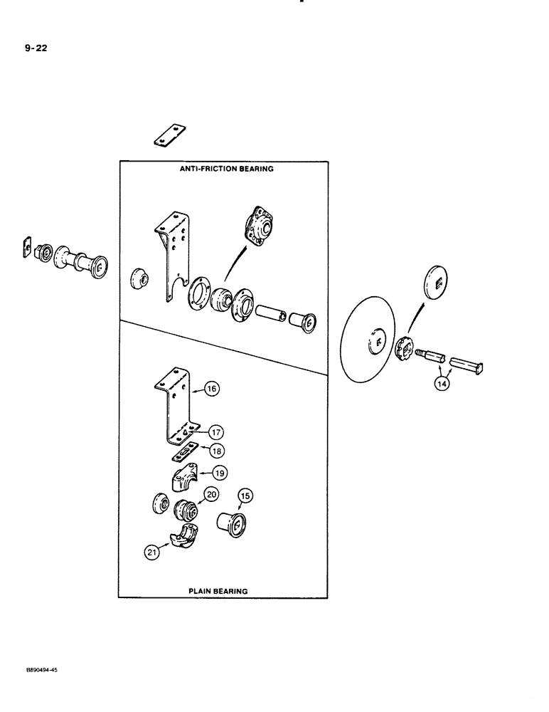 Схема запчастей Case IH 122 - (9-22) - DISK GANGS WITH PLAIN AND ANTI-FRICTION BEARINGS (09) - CHASSIS/ATTACHMENTS