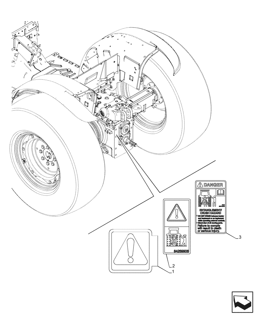Схема запчастей Case IH FARMALL 90CL - (90.108.015) - VAR - 759019 - WARNING DECAL, W/O FRONT PTO (90) - PLATFORM, CAB, BODYWORK AND DECALS