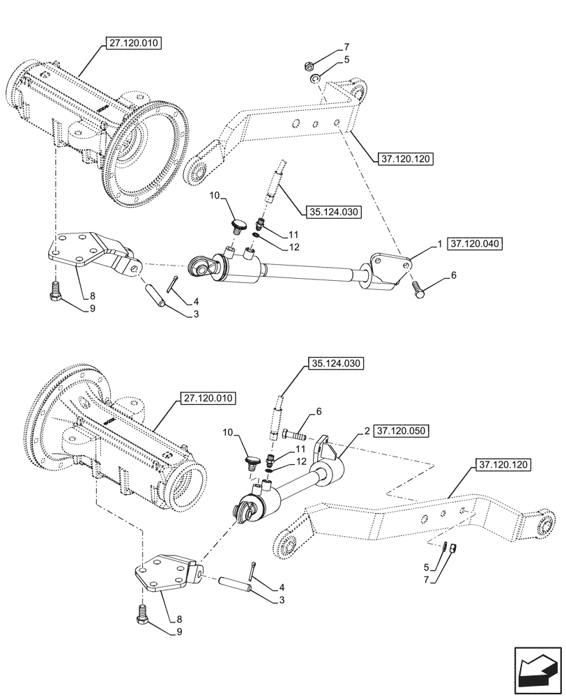 Схема запчастей Case IH FARMALL 110CL - (37.120.030) - VAR - 743535 - REAR, 3 POINT HITCH, STABILIZER BAR, HYDRAULIC (37) - HITCHES, DRAWBARS & IMPLEMENT COUPLINGS