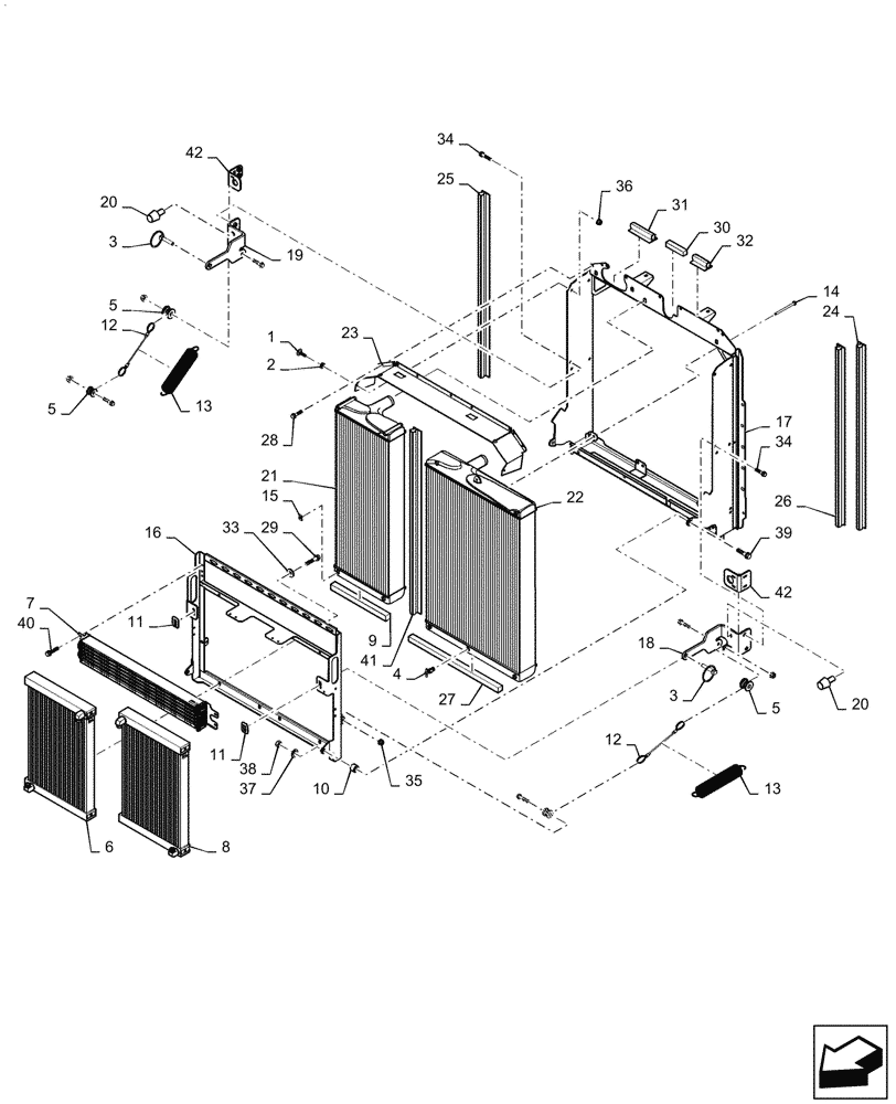 Схема запчастей Case IH QUADTRAC 500 - (10.400.030[02]) - RADIATOR & COOLER (ASN ZHF311532) (10) - ENGINE