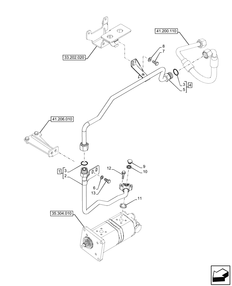 Схема запчастей Case IH FARMALL 100CL - (41.206.020) - VAR - 759003 - POWER STEERING PUMP, LINES (41) - STEERING