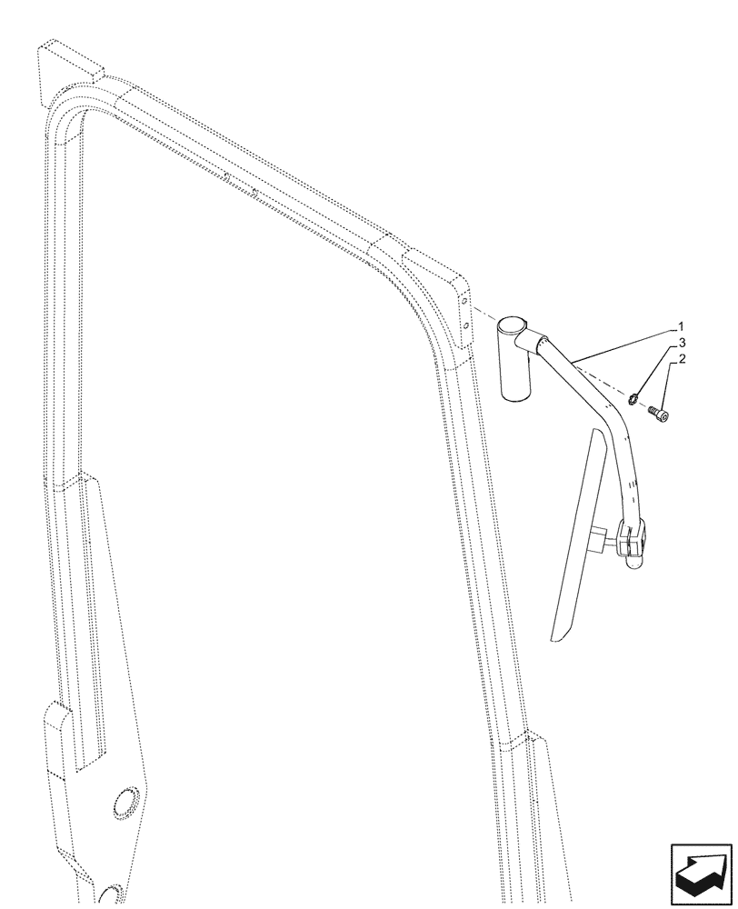 Схема запчастей Case IH FARMALL 80CL - (90.118.020) - RH MIRROR, W/O CAB (90) - PLATFORM, CAB, BODYWORK AND DECALS
