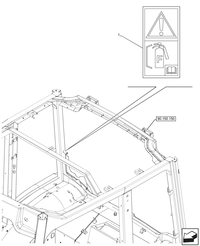 Схема запчастей Case IH FARMALL 110CL - (90.108.140) - DECAL, WARNING, FIRE EXTINGUISHER, CAB (90) - PLATFORM, CAB, BODYWORK AND DECALS