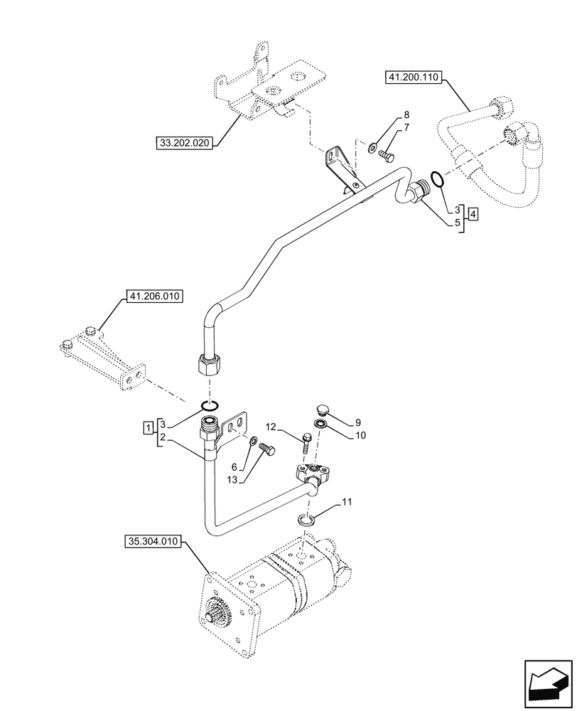 Схема запчастей Case IH FARMALL 100CL - (41.206.030) - VAR - 759003 - POWER STEERING PUMP, LINES, CAB (41) - STEERING