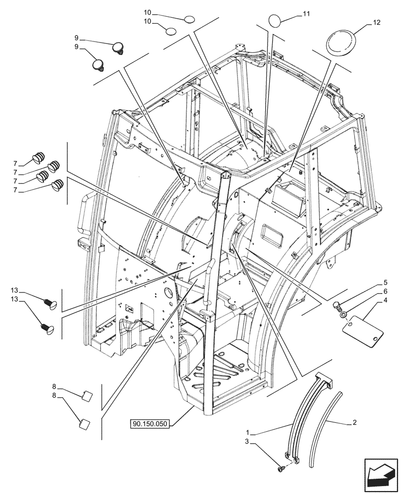 Схема запчастей Case IH FARMALL 110CL - (90.160.130) - VAR - 759011 - TRIM, PLUG, CAB (90) - PLATFORM, CAB, BODYWORK AND DECALS