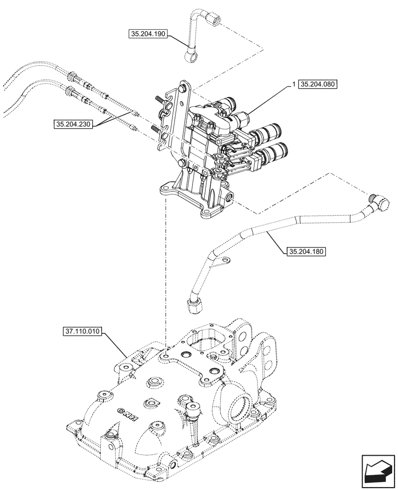 Схема запчастей Case IH FARMALL 90CL - (35.204.070) - VAR - 759022 - 2 REMOTE CONTROL VALVES, MOUNTING (MDC) (35) - HYDRAULIC SYSTEMS