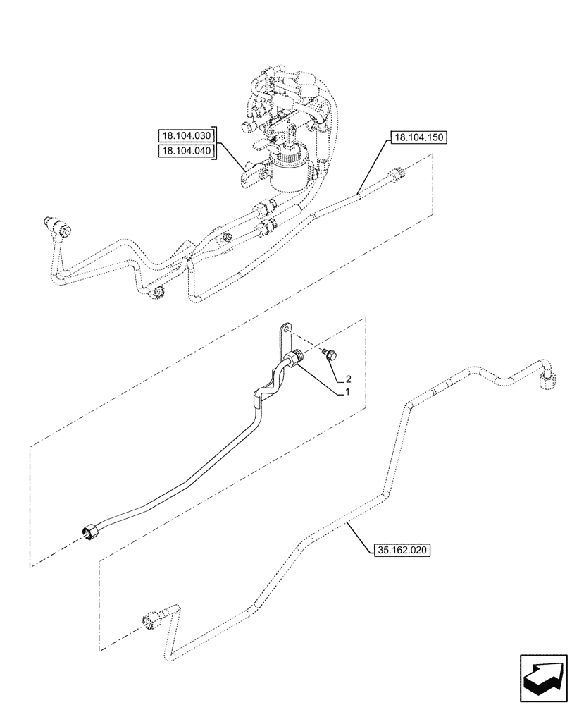 Схема запчастей Case IH FARMALL 90CL - (35.162.010) - VAR - 759019 - LINES, CYLINDER, HYDRAULIC LIFT (35) - HYDRAULIC SYSTEMS