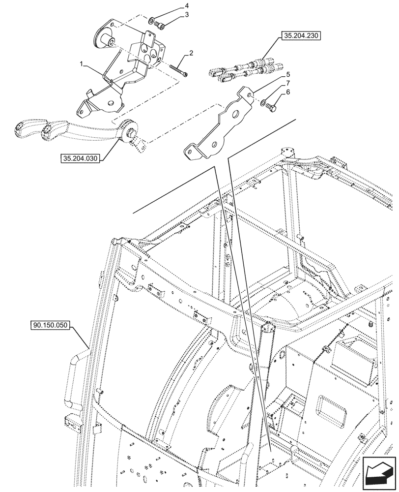 Схема запчастей Case IH FARMALL 90CL - (35.204.065) - VAR - 759022, 759023, 759024 - REMOTE CONTROL VALVE, LEVER, BRACKET, CAB (35) - HYDRAULIC SYSTEMS