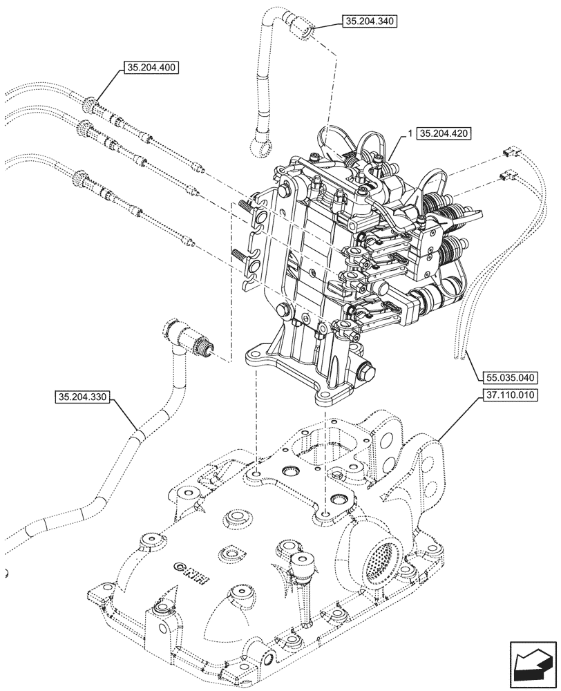 Схема запчастей Case IH FARMALL 90CL - (35.204.410) - VAR - 759024 - 3 REMOTE CONTROL VALVES, W/ DIVERTER, MOUNTING (MDC) (35) - HYDRAULIC SYSTEMS