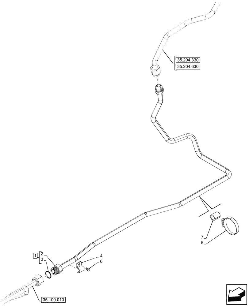 Схема запчастей Case IH FARMALL 90CL - (35.100.040) - VAR - 743915 - DELIVERY PIPE, LIFT ARM, STEERING, W/O MID MOUNT VALVES (35) - HYDRAULIC SYSTEMS