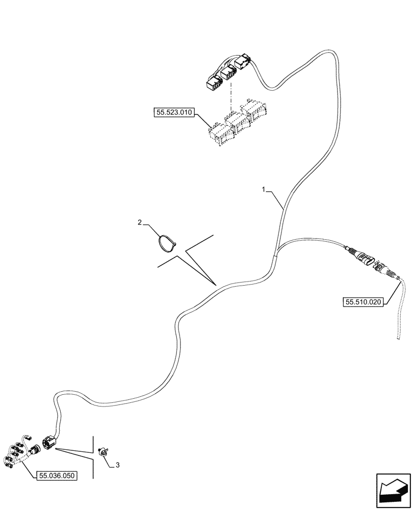 Схема запчастей Case IH FARMALL 100CL - (55.130.070) - VAR - 743535 - REAR, 3 POINT HITCH, STABILIZER, CONTROL PANEL, HARNESS, W/O CAB (55) - ELECTRICAL SYSTEMS