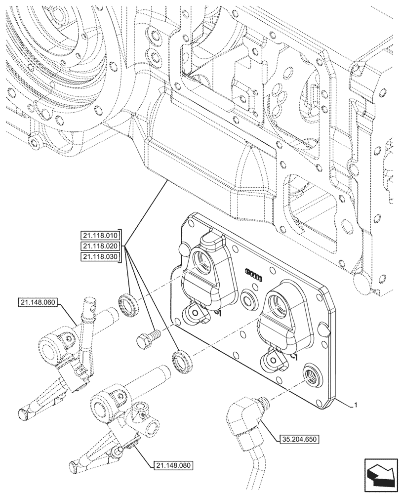Схема запчастей Case IH FARMALL 110CL - (21.118.060) - VAR - 743970, 759021 - TRANSMISSION, HOUSING, COVER (21) - TRANSMISSION