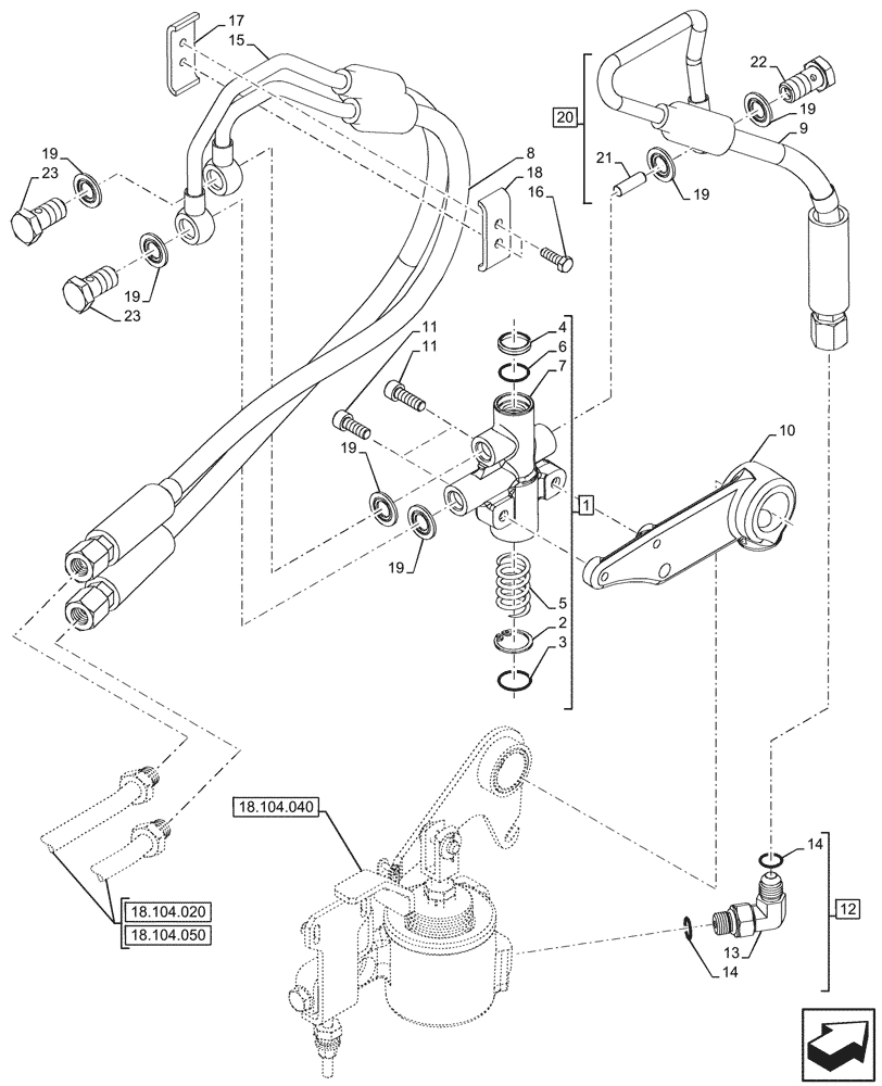 Схема запчастей Case IH FARMALL 90CL - (18.104.030) - VAR - 743522, 759018, 759019 - PTO CLUTCH, CONTROL, VALVE (18) - CLUTCH