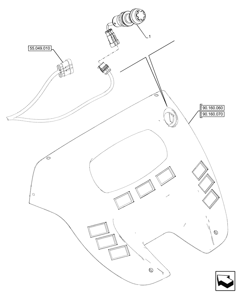 Схема запчастей Case IH FARMALL 90CL - (55.522.010) - VAR - 743522 - FRONT PTO SWITCH (55) - ELECTRICAL SYSTEMS