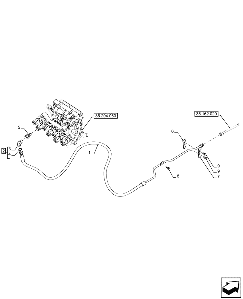 Схема запчастей Case IH FARMALL 90CL - (35.160.010) - VAR - 743522, 759019 - DELIVERY PIPE, HYDRAULIC LIFT (35) - HYDRAULIC SYSTEMS