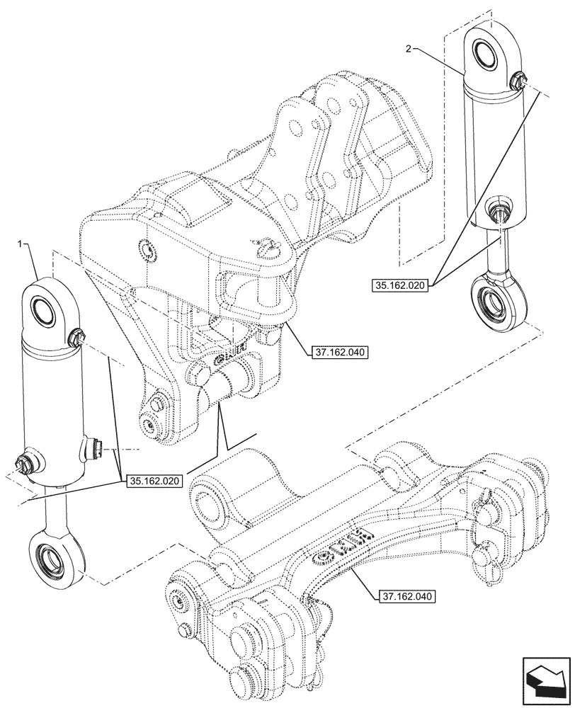 Схема запчастей Case IH FARMALL 90CL - (35.162.030) - VAR - 743522, 759019 - HYDRAULIC LIFT, CYLINDER (35) - HYDRAULIC SYSTEMS