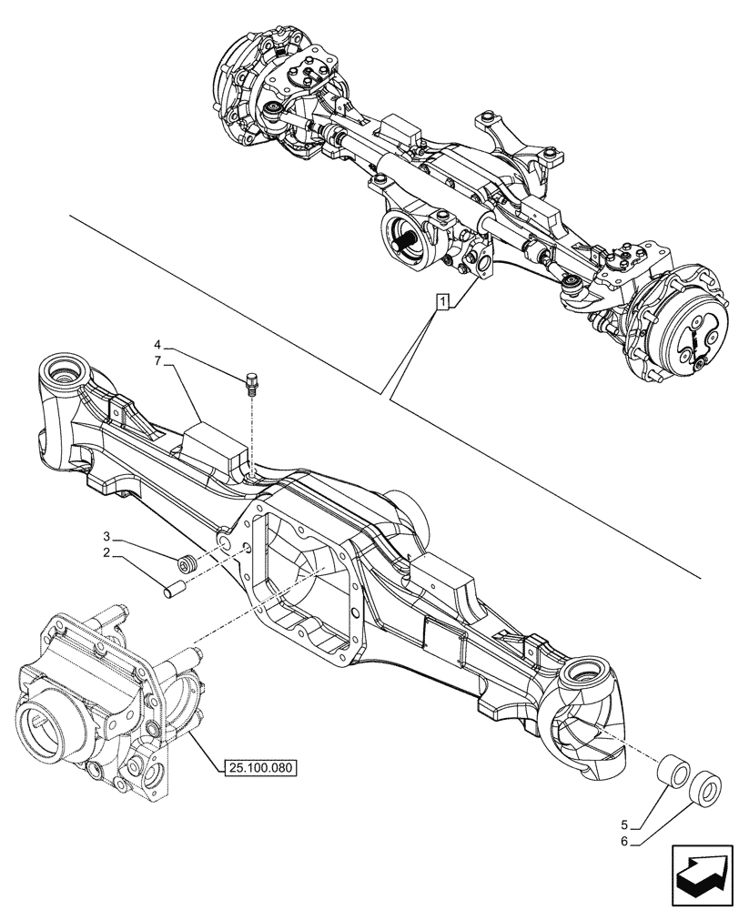 Схема запчастей Case IH FARMALL 110CL - (25.100.070) - VAR - 332328 - 4WD FRONT AXLE, W/ LIMITED SLIP DIFFERENTIAL (RATIO 16), HOUSING (25) - FRONT AXLE SYSTEM