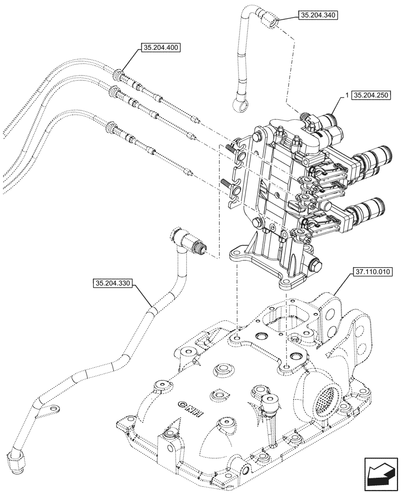 Схема запчастей Case IH FARMALL 90CL - (35.204.240) - VAR - 759023 - 3 REMOTE CONTROL VALVES, MOUNTING (MDC) (35) - HYDRAULIC SYSTEMS