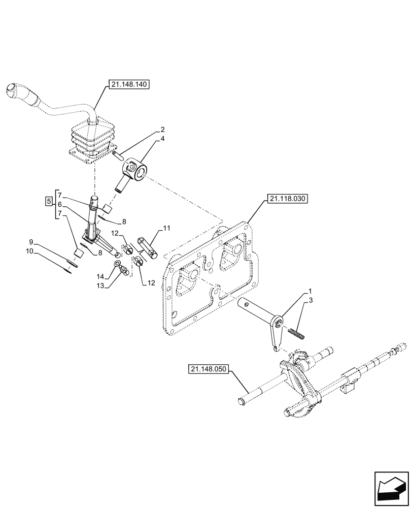Схема запчастей Case IH FARMALL 80CL - (21.148.080) - VAR - 743548 - TRANSMISSION CONTROL, LINKAGE, W/O CREEPER (21) - TRANSMISSION