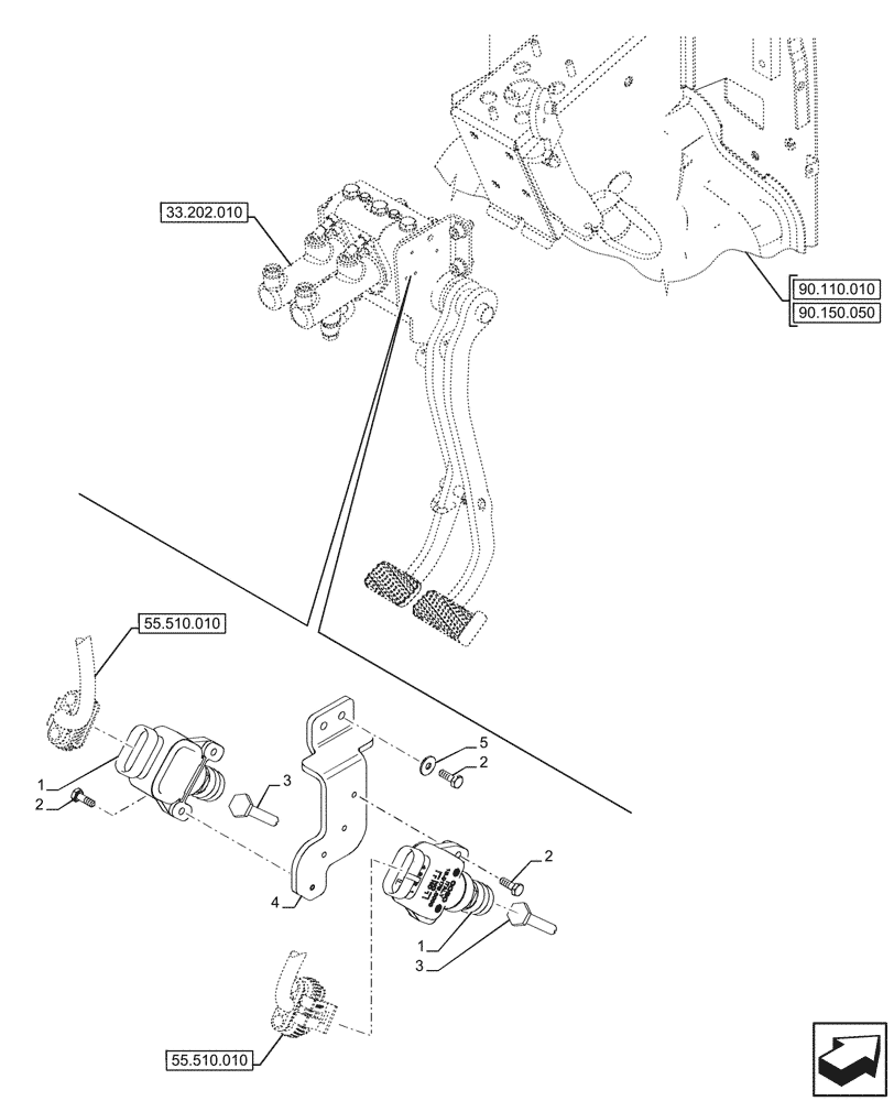 Схема запчастей Case IH FARMALL 110CL - (55.031.030) - VAR - 759028, 759029, 759031, 759033 - SWITCH, BRAKE, PEDAL (55) - ELECTRICAL SYSTEMS