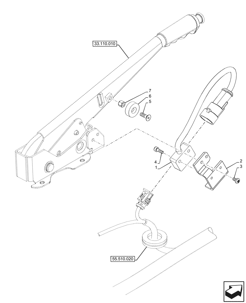 Схема запчастей Case IH FARMALL 100CL - (55.031.010) - VAR - 759028, 759029 - HAND BRAKE, SWITCH, W/O CAB (55) - ELECTRICAL SYSTEMS