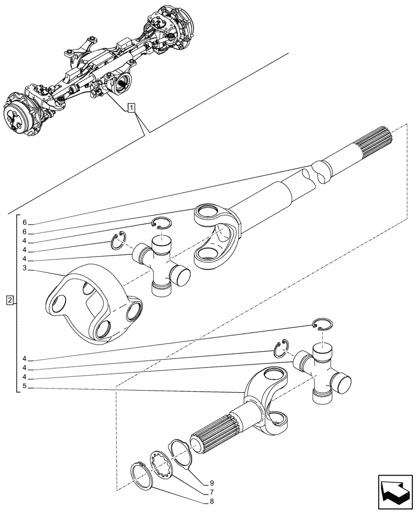 Схема запчастей Case IH FARMALL 110CL - (25.108.030) - VAR - 332328 - 4WD FRONT AXLE, W/ LIMITED SLIP DIFFERENTIAL (RATIO 14.5), U-JOINT SPIDER (25) - FRONT AXLE SYSTEM