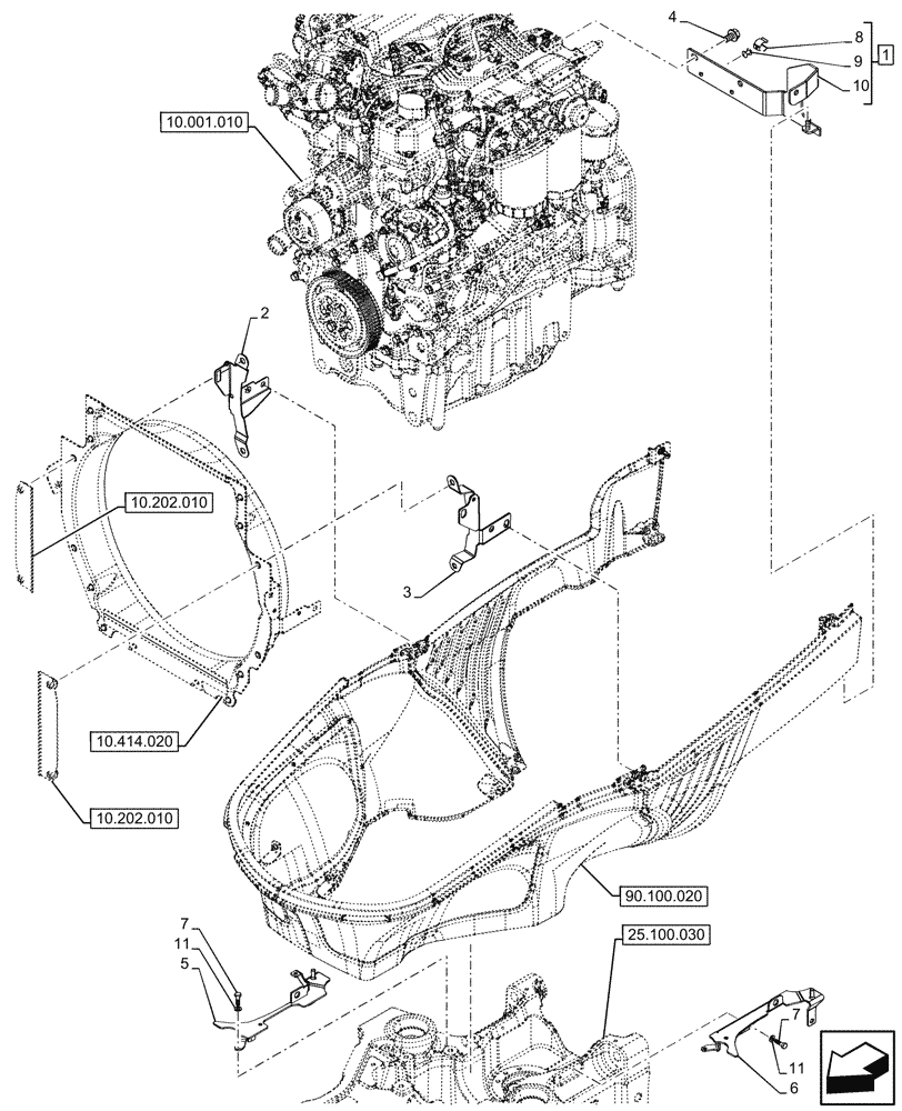 Схема запчастей Case IH FARMALL 90CL - (90.102.040) - VAR - 759028, 759029, 759031, 759033 - HOOD, SUPPORT (90) - PLATFORM, CAB, BODYWORK AND DECALS