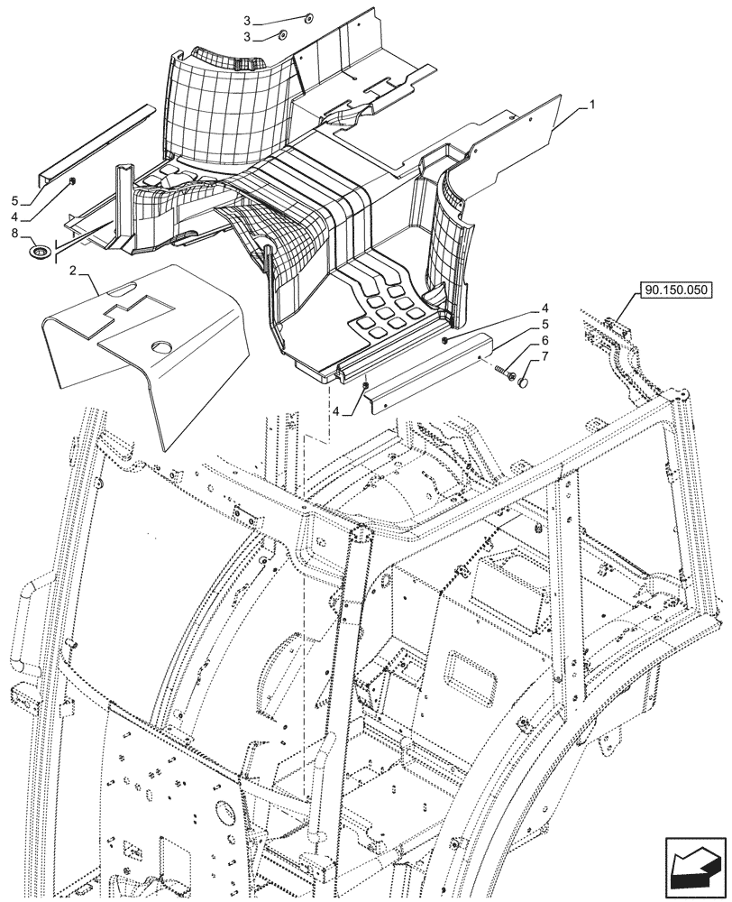 Схема запчастей Case IH FARMALL 110CL - (90.160.090) - VAR - 759031, 759033 - FLOOR MAT, CAB (90) - PLATFORM, CAB, BODYWORK AND DECALS