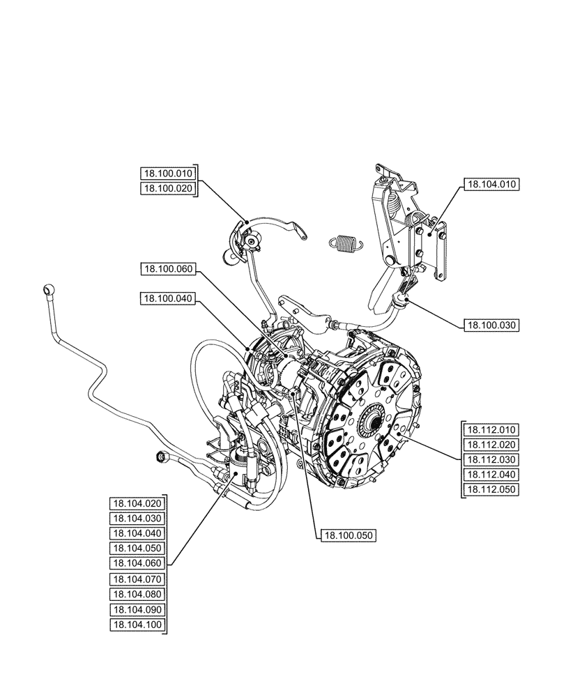 Схема запчастей Case IH FARMALL 100CL - (18.000.00) - SECTION INDEX - CLUTCH (18) - CLUTCH