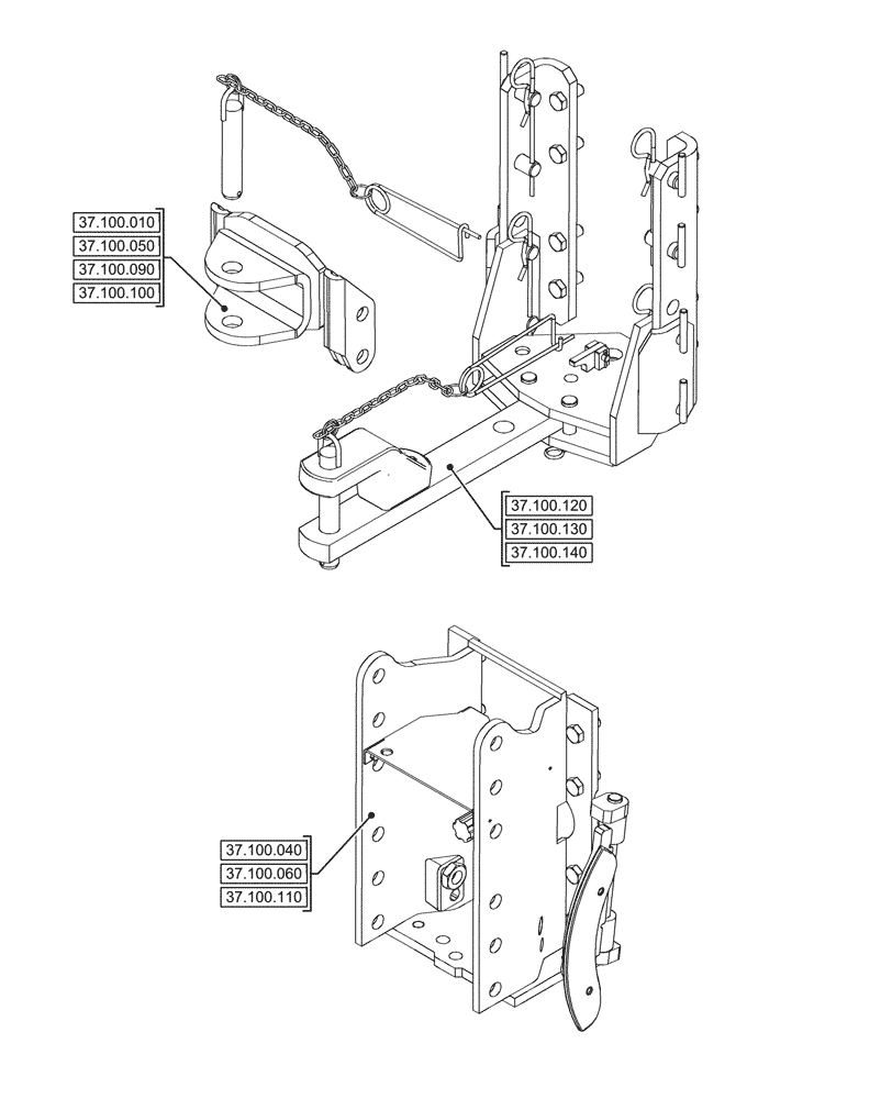 Схема запчастей Case IH FARMALL 80CL - (37.000.00[02]) - SECTION INDEX - HITCHES, DRAWBARS AND IMPLEMENT COUPLINGS (37) - HITCHES, DRAWBARS & IMPLEMENT COUPLINGS